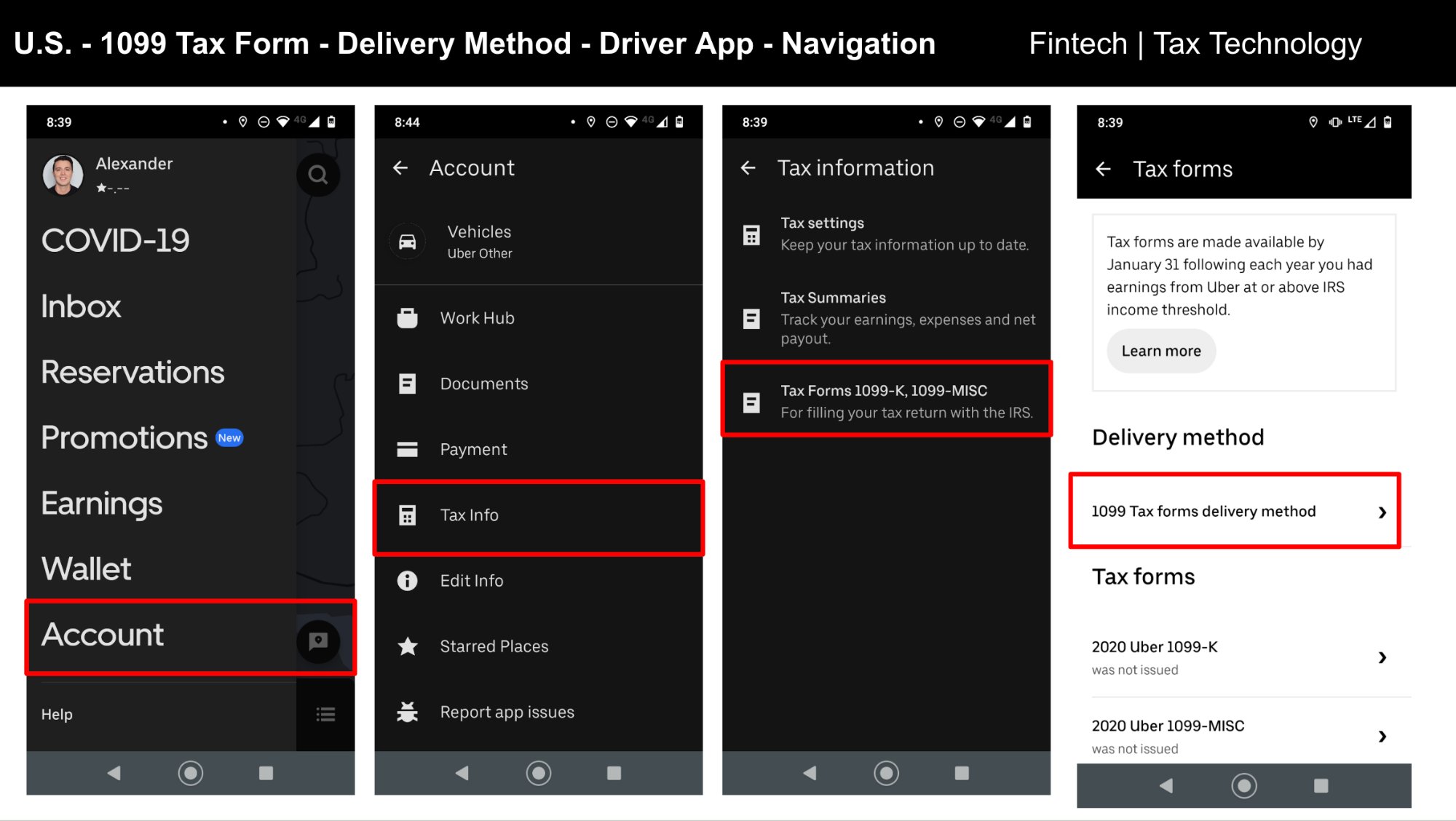 Uber 1099 tax form navigation
